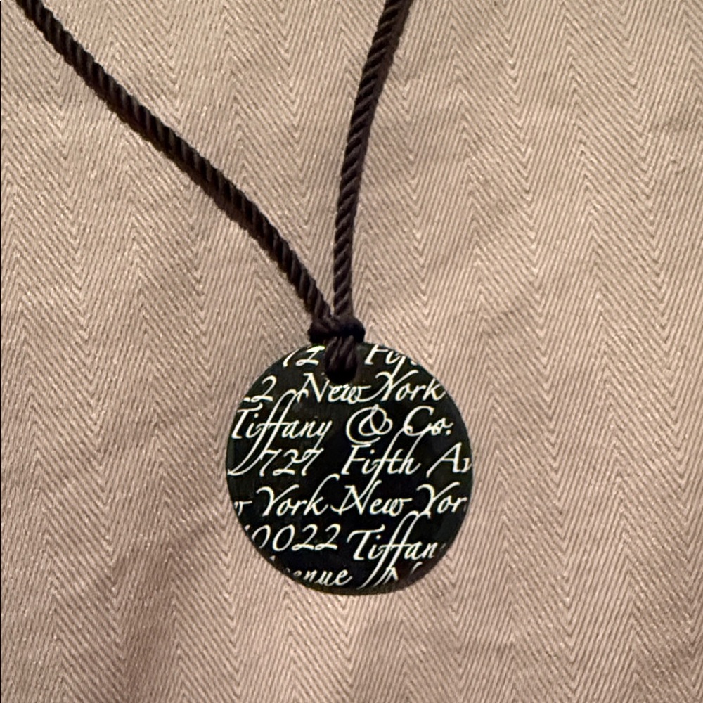 Tiffany & Co. Black and White Script Pendant Necklace